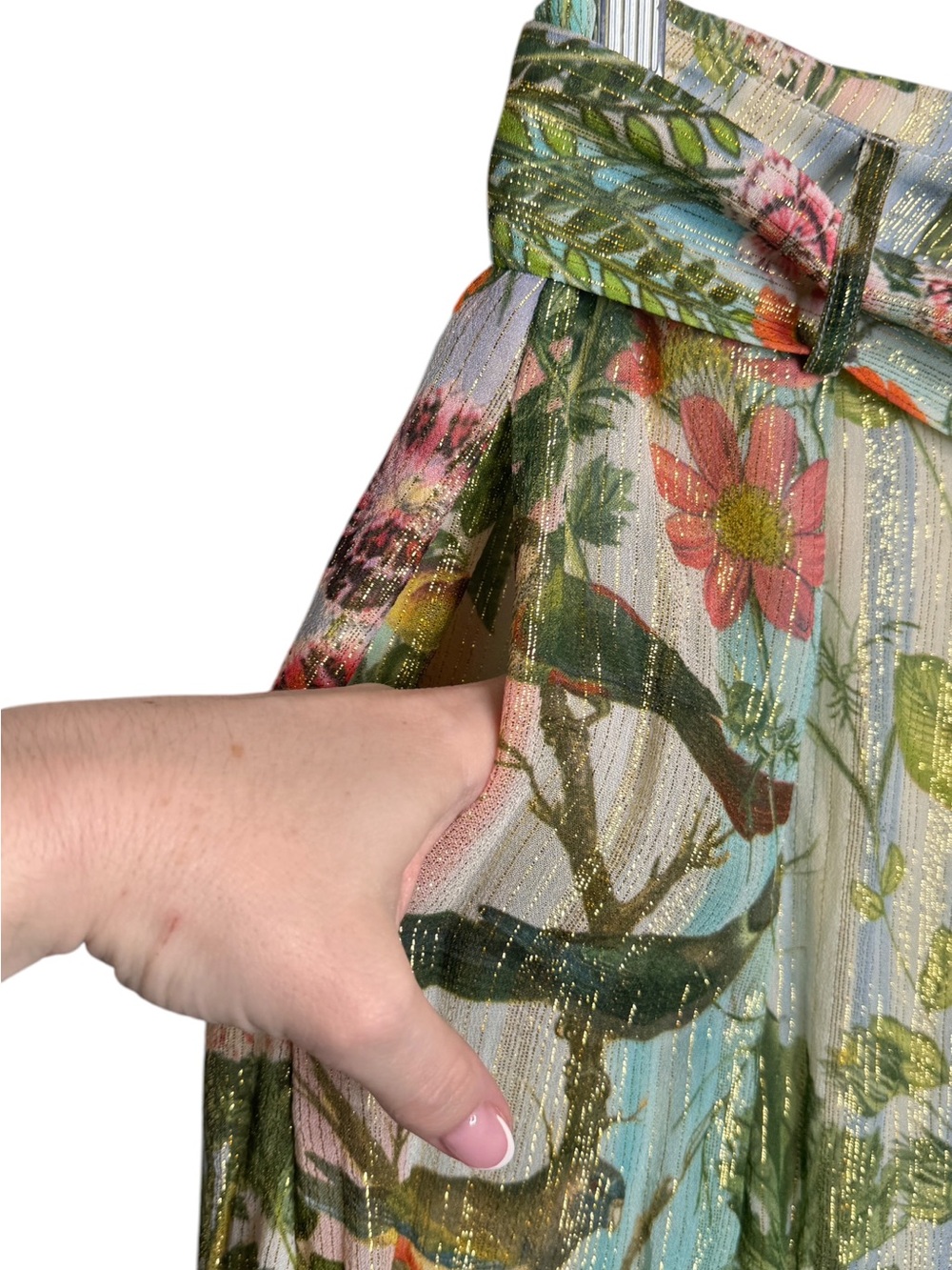 Just Bellina Wide Leg Ava Bolero Multicolored Floral Metallic Pants Small Beach - Picture 6 of 15